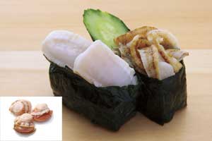 剥き帆立湯霜造り